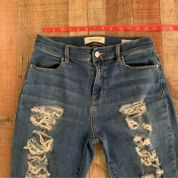 Pacsun womens distressed skinny denim jeans high rise ankle jeggings -27 - Picture 2 of 11